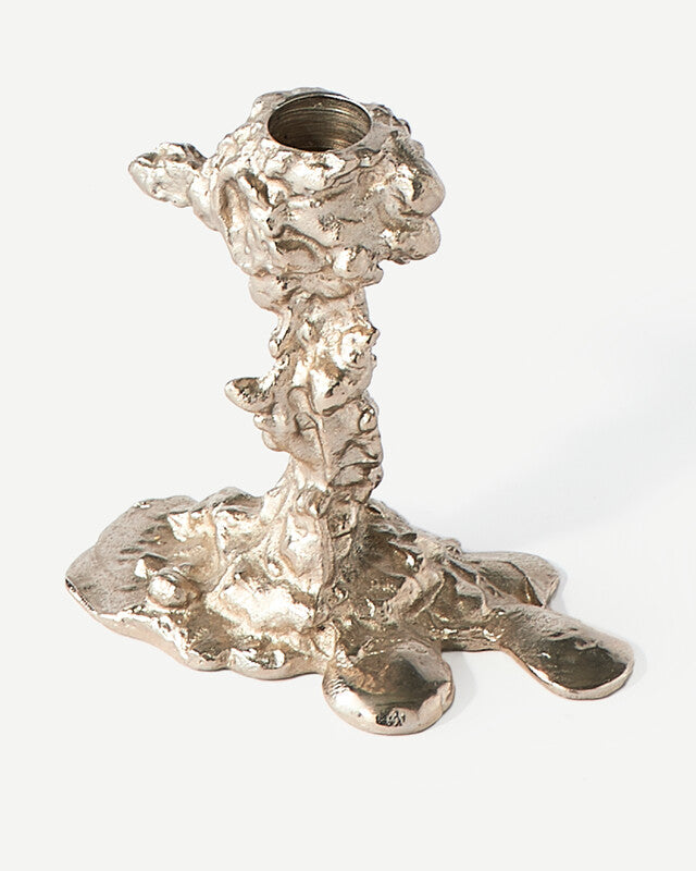 Drip Candle Holder S Silver Lysestaker